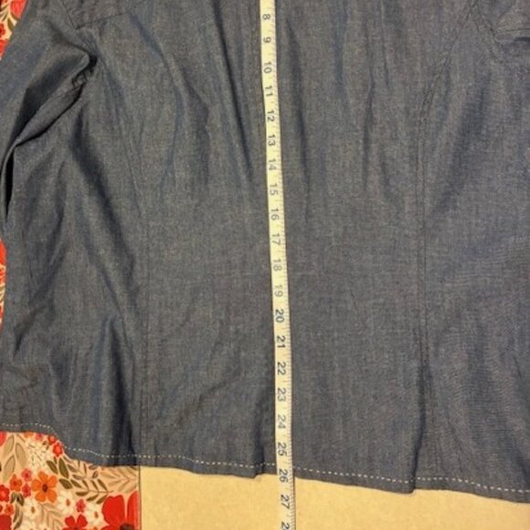 Charter Club Women's Light-Wash Cotton Blue Chambray Denim Blazer Jacket Sz 24W - Picture 12 of 12